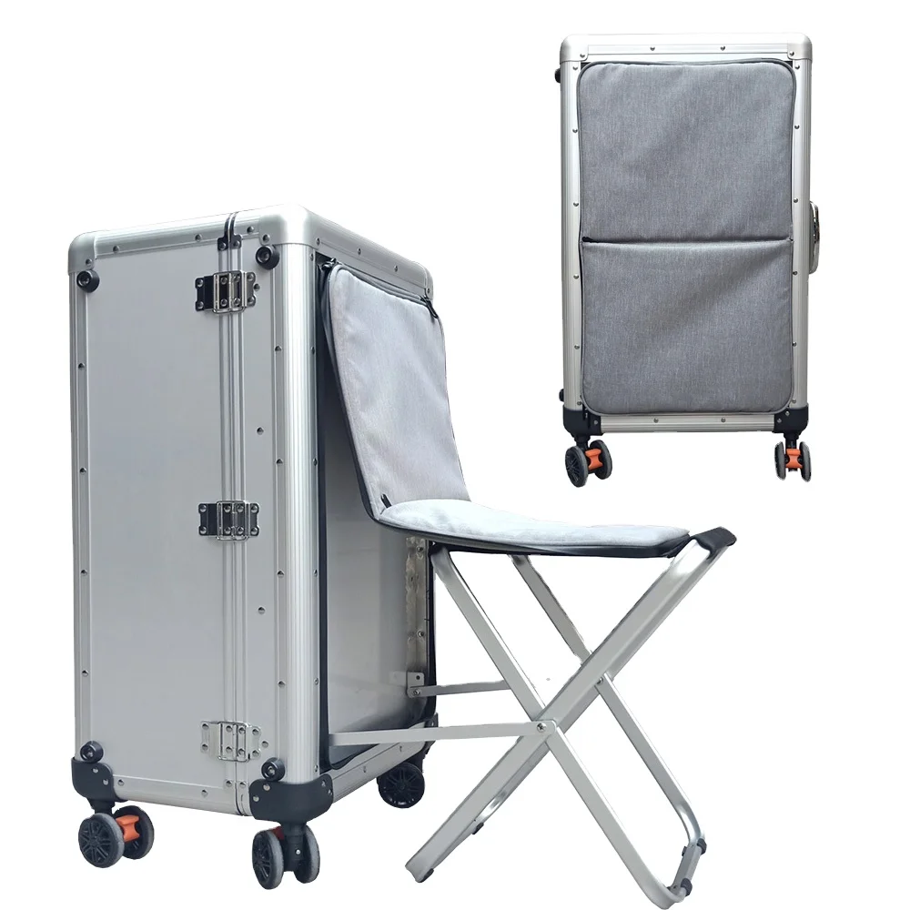 Aluminum magnesium alloy case Hidden seats trunk spinner wheels travel lightweight Suitcases Fashion style luggage set