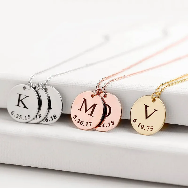 Factory Cheap Price High Quality Custom Personalised Name Engraved Stainless Steel Womens Necklaces Sets Engravable Blank