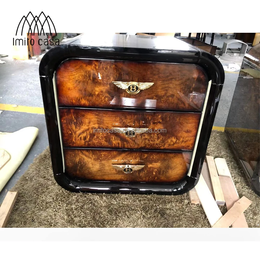 
New Design Italian Bedroom Furniture Glossy Painting Nightstand/ Post-modern Bedside Cabinet/ Entry Lux Veneer Bedside Table 