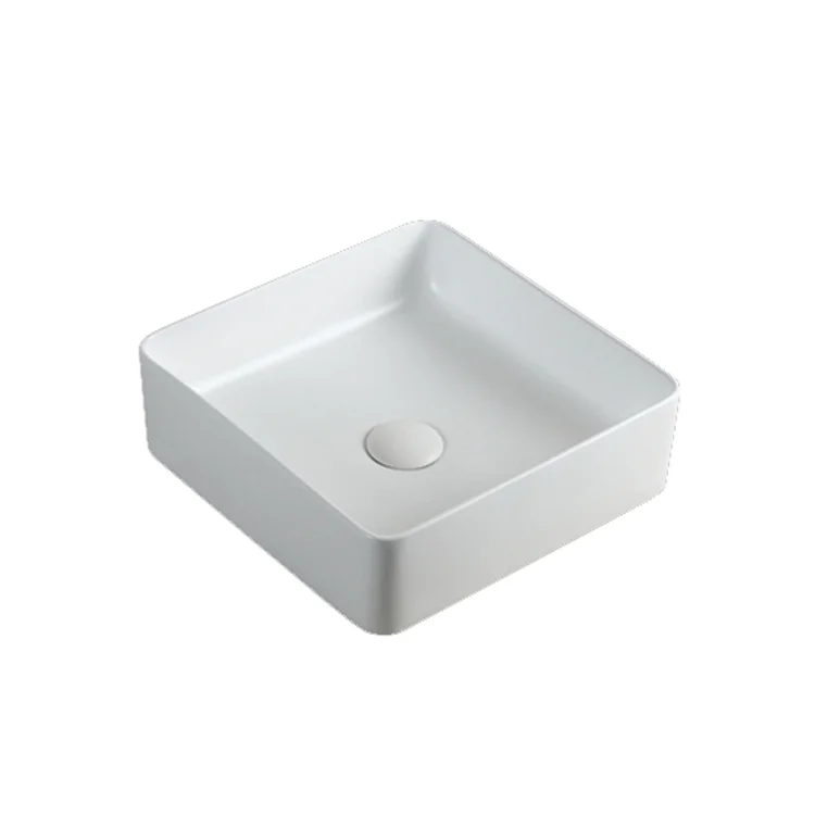 Современная квадратная матовая белая раковина без отверстий для отеля, керамическая художественная раковина