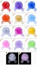 Chinese suppliers 18mm iridescent and solid color organza pull bows and plastic ribbon for Thanksgiving