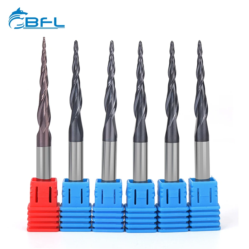 BFL Solid Carbide  Wood Router Bits Taper Ball Nose Endmill  HRC55 Bull Nose Milling Cutter for woodworking