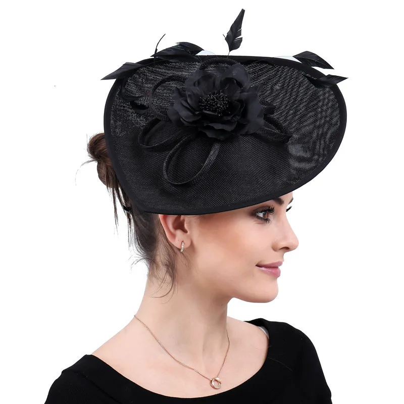 Women quality Fascinators fabric flower feather headpiece hair fascinator hats for ladies 2023
