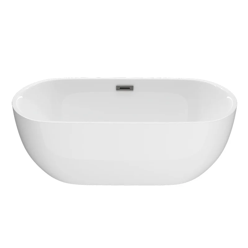 KD-B03 Guangdong Sale Popular Modern Freestanding Acrylic Bathtub Shiny White Color Oval Shape Shower Tub without Faucet Holes