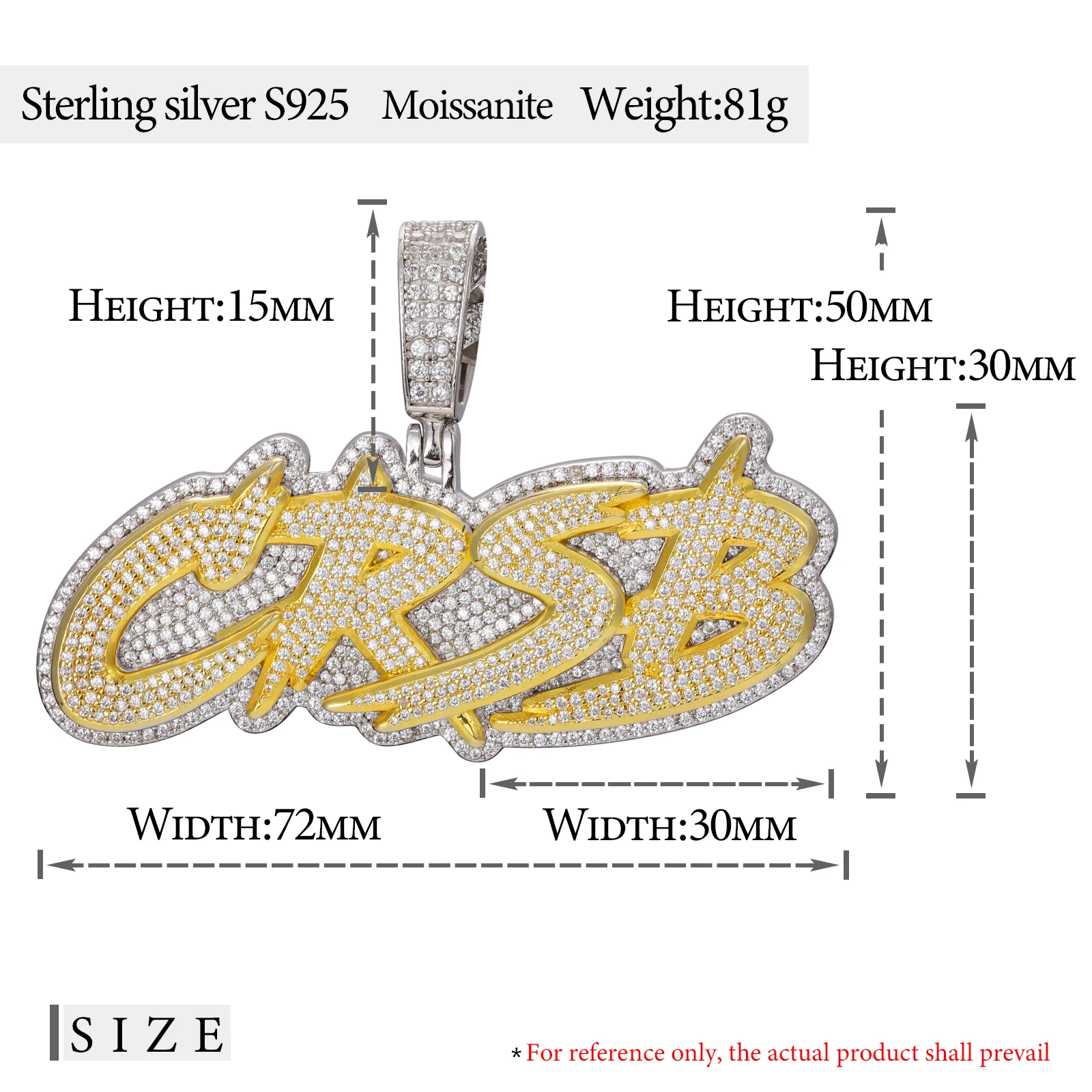 Pass Diamond Tester Moissanite Iced Out Letter Pendant 925 Sterling Silver Rapper Gift Hip Hop Jewelry Custom Name Necklace