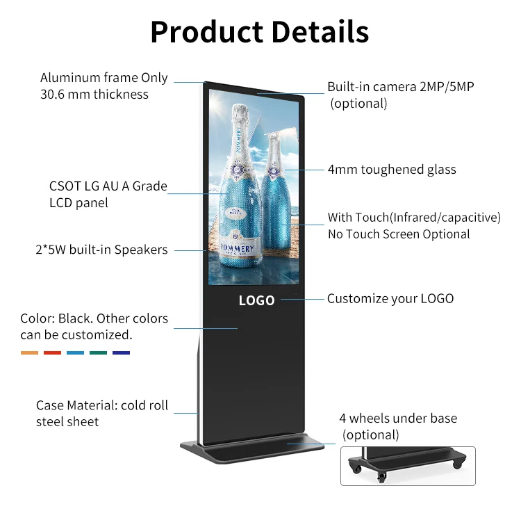 Best Selling Smart Kiosk Vertical LCD Advertising Display Digital Signage Totem Floor Standing Touch Screen