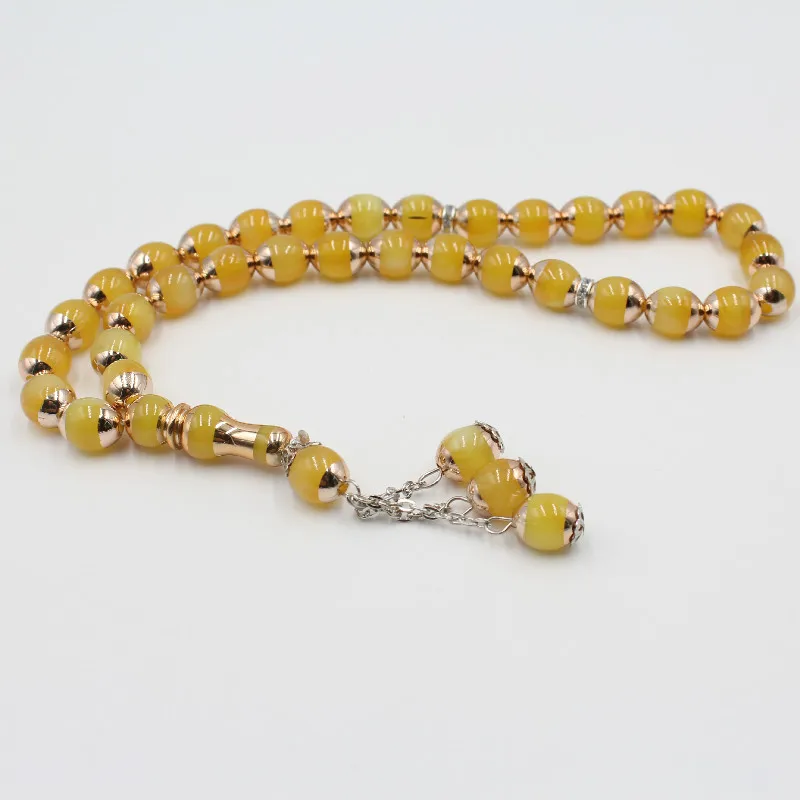 Индивидуальные дешевые молитвенные бусины Tasbih акриловые позолоченные новые подарки Misbaha Eid Рамадан мусульманские четки ювелирные изделия