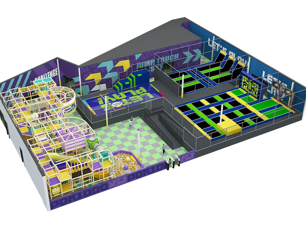 Pokiddo 1600sqm Large Indoor Sports Complex Park Durable Trampoline Park with Exciting Features
