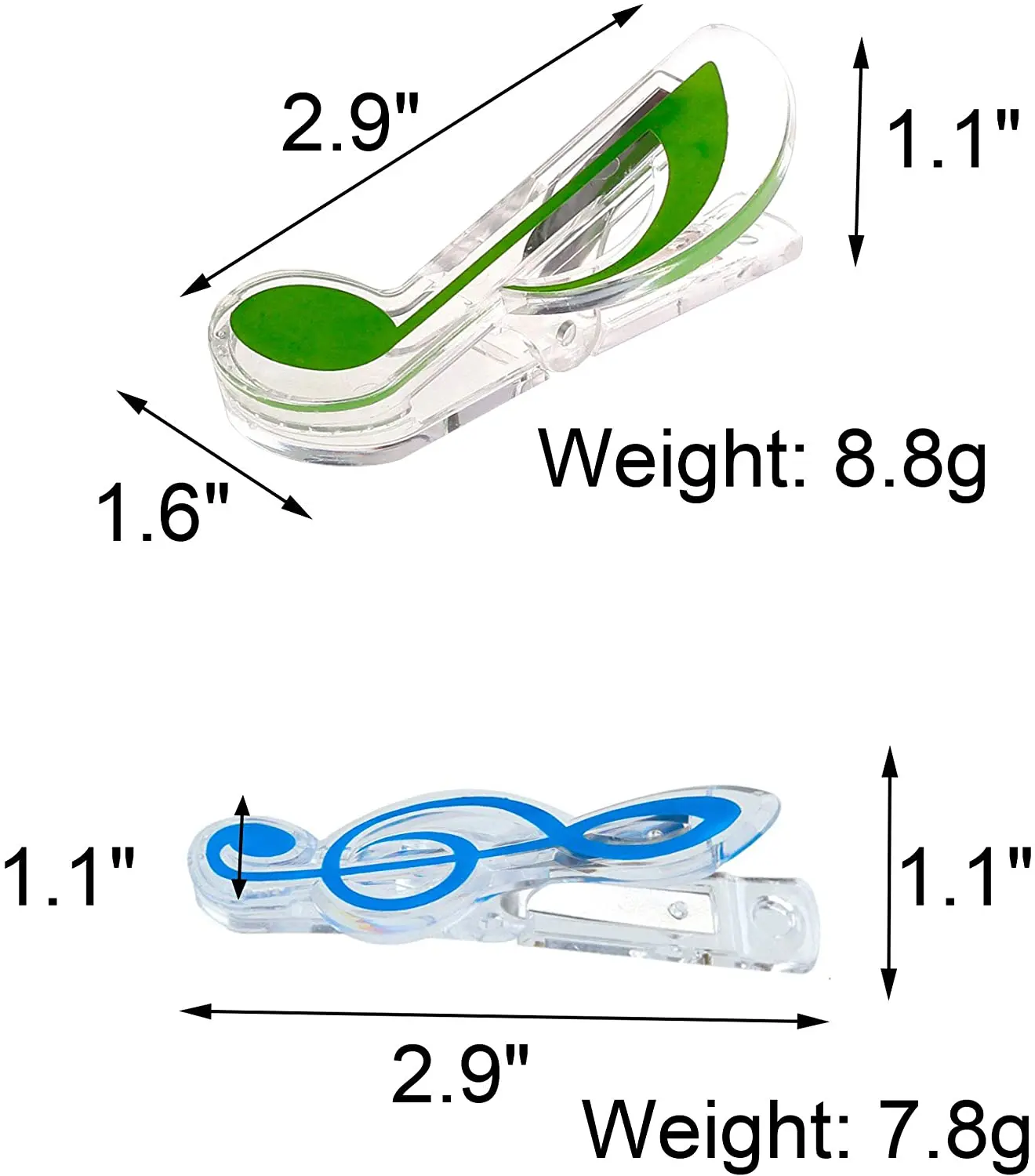 Plastics Music Note Clips Page Holder Acrylic Bookmarks Stationery Clips for Paper Book Music Stand Accessory