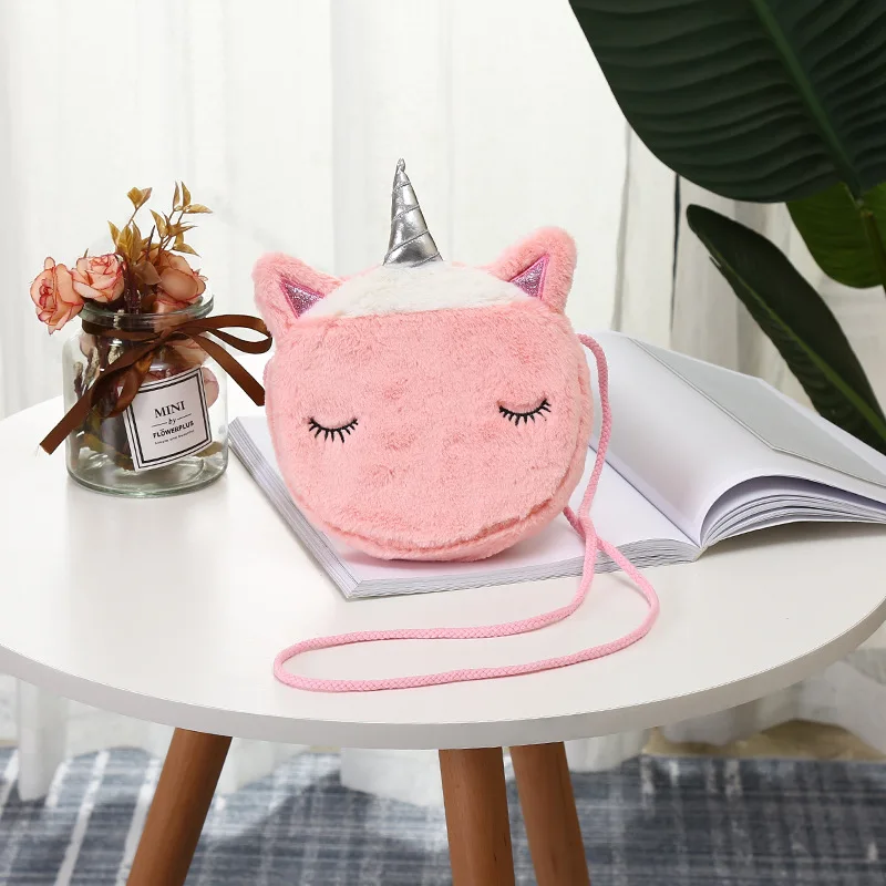 2023 New Trending Cute Plush Cartoon girls Rainbow Shoulder Crossbody Unicorn Bag Unicorn Purse for Girl