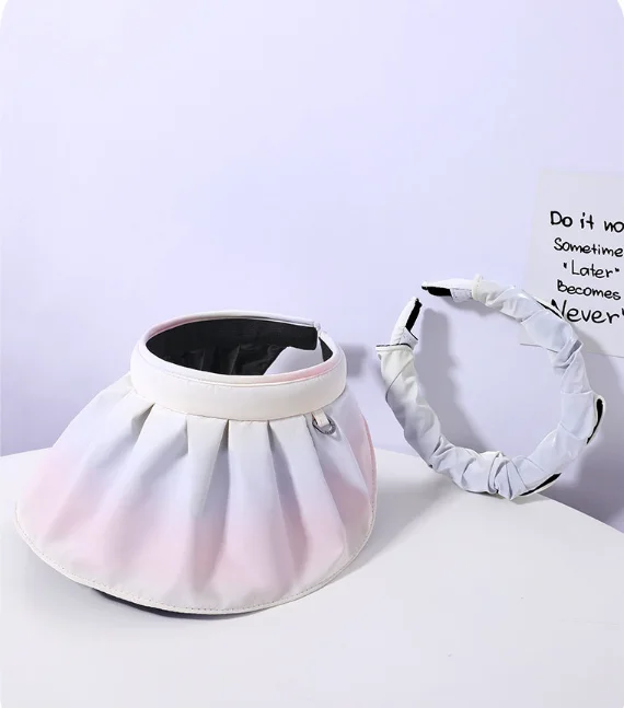 gradient rainbow sunscreen shell cap summer large eaves sun hat foldable portable sun protection cap