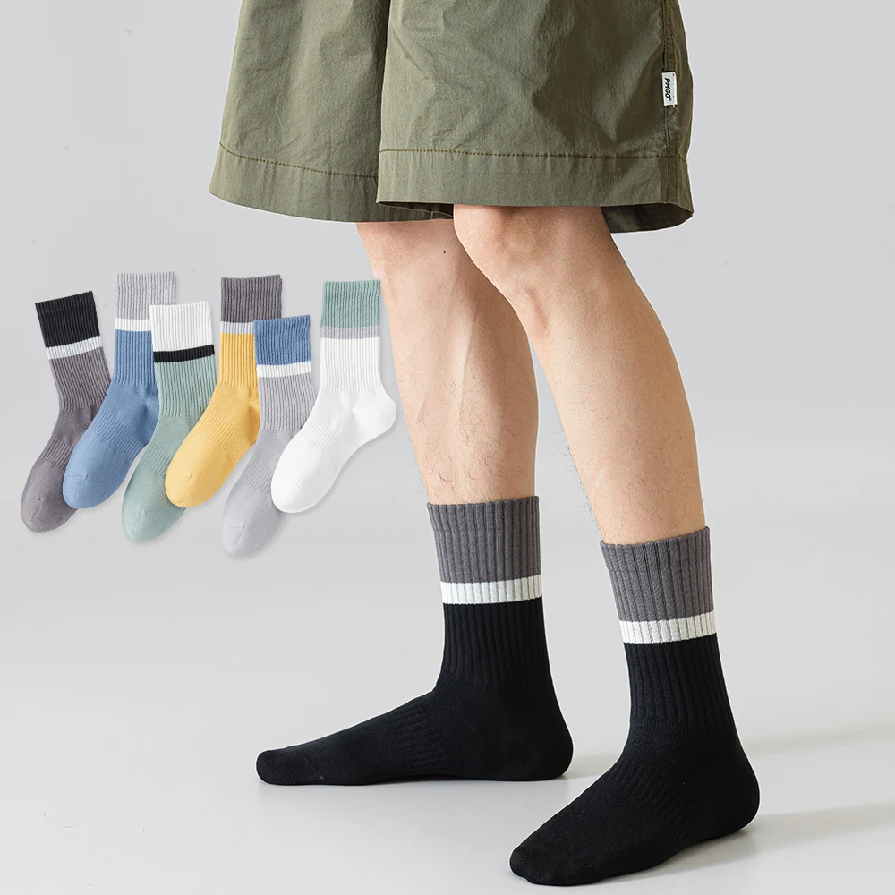 OEM seamless toe drop shipping Sock Men business Chaussettes cotton socks Customize stripe Unisex Crew Socks
