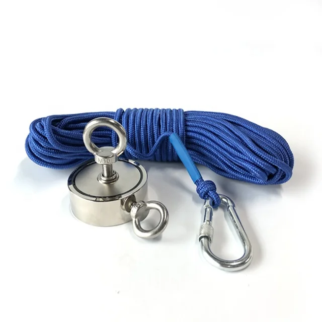Fishing Magnet With Eyebolt 650 kg/1500 lbs Diameter 120mm Rare Earth Neodymium Strong  With Durable 20M Orange Rope