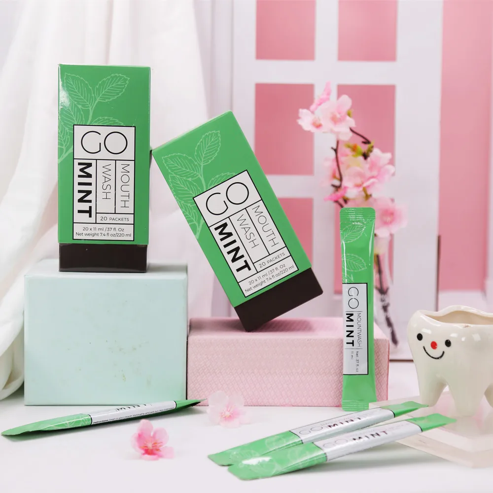 Wholesale Portable Mini Mouthwash Mint Travel Mouthwash Packets Alcohol Free Mint Flavor Disposable Sachet Mouth Rinse