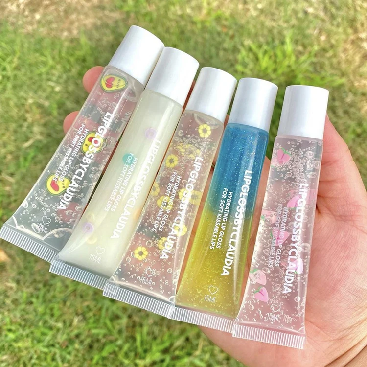 Customize latest pink 10g 15g 20g squeeze lip gloss tube private label custom empty plastic containers lip balm squeeze tubes