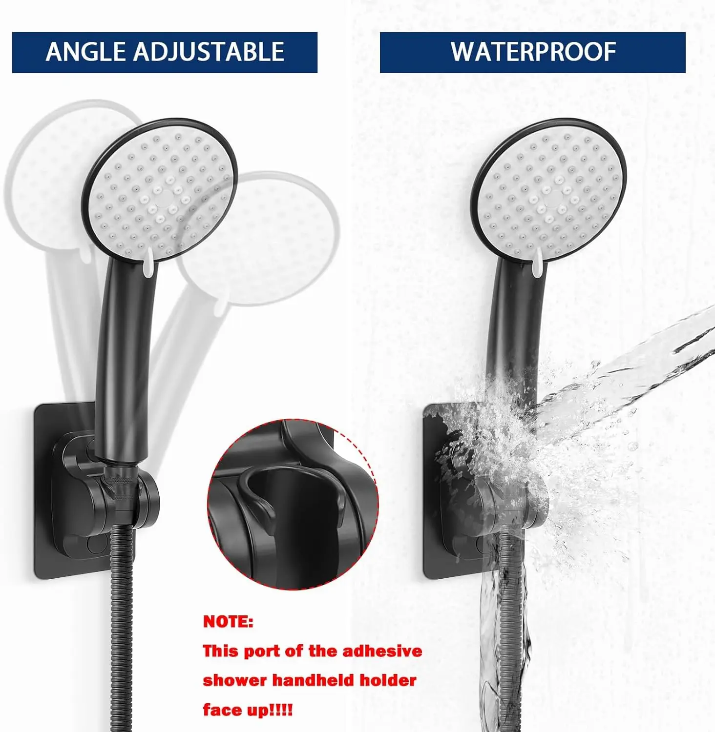 Self-Adhesive Hotels Wall-Mounted Adjustable Shower Head Holder No Drilling Required Convenient Bathroom Faucet Accessory