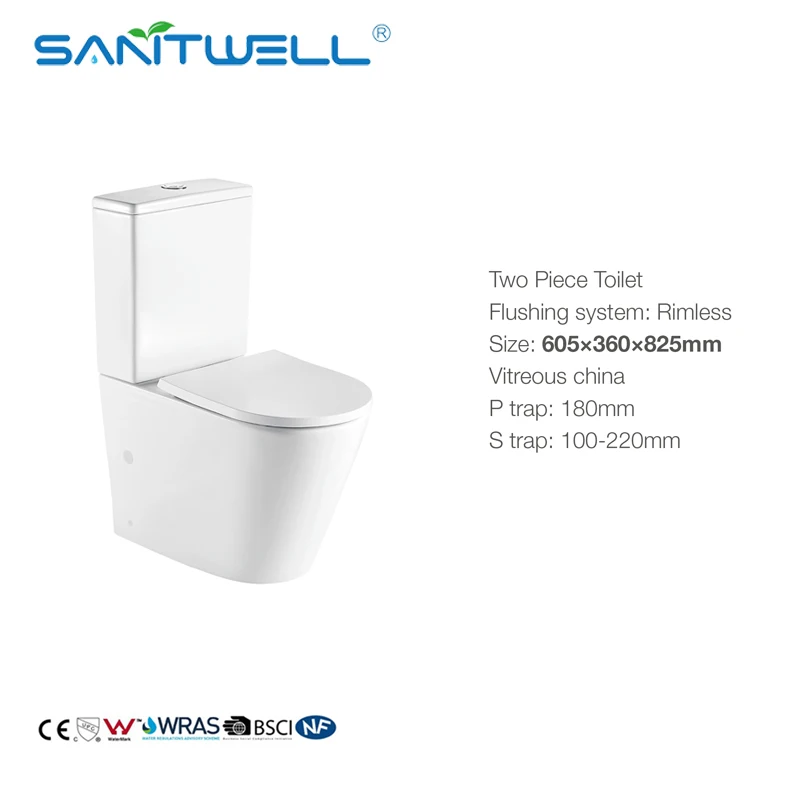 Australia Watermark Commercial Two Piece Toilet Bathroom Ceramic WC with Standard Height