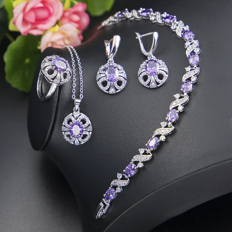 Artificial Jewellery Set With  Cubic Zircon 18k Gold Jewelry Bridal Diamond Necklace Crystal Ring Set