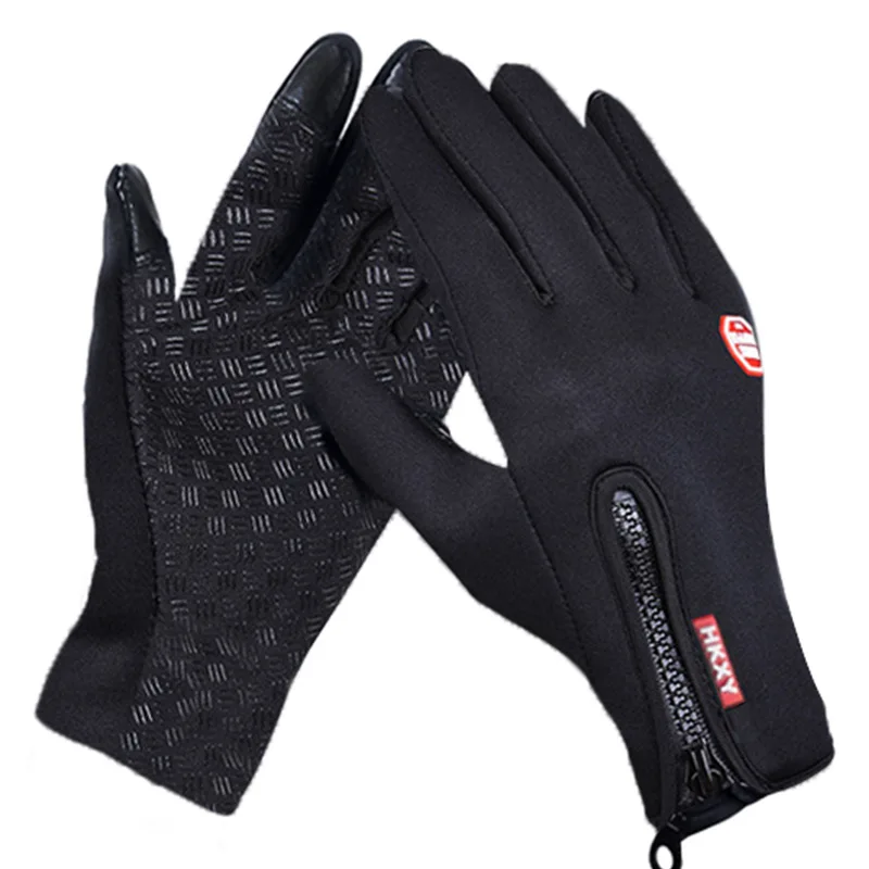 Winter Outdoor Ski Sports Non slip Gloves Zipper Touchscreen Warm for Running Cycling Motorcycle