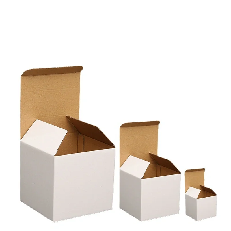 Color Box Packaging Paper Box Spot Cross-Border Corrugated Express White Card Gift Folding Rectangular Simple White Box