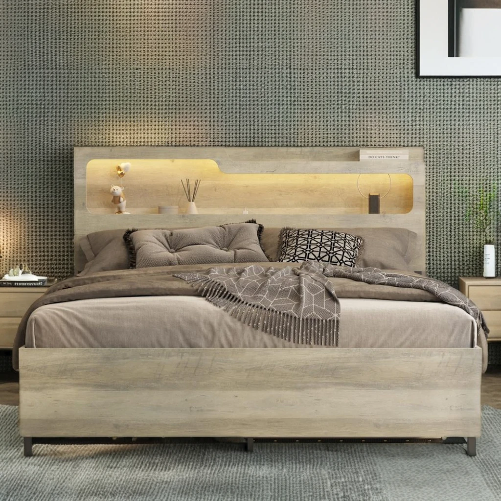 multifunction modern king size platform storage japanese bed frame wooden floor beds bedroom sets for sale