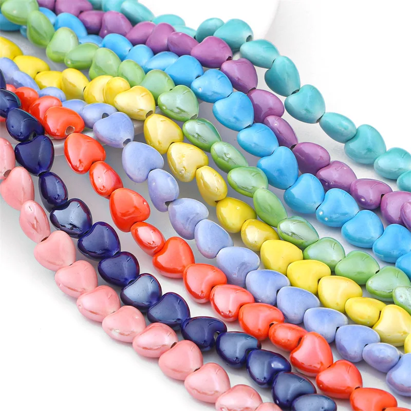 10mm DIY Heart Shape Colorful Porcelain Beads Ceramic Beads For Jewelry Making heating element