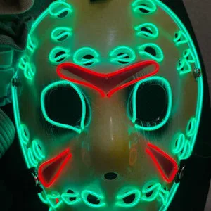 Friday 13 Mask Jason Voorhees EL Wire Neon Led PVC Stainless Steel Halloween Cosplay Mask for Costume Party Masks