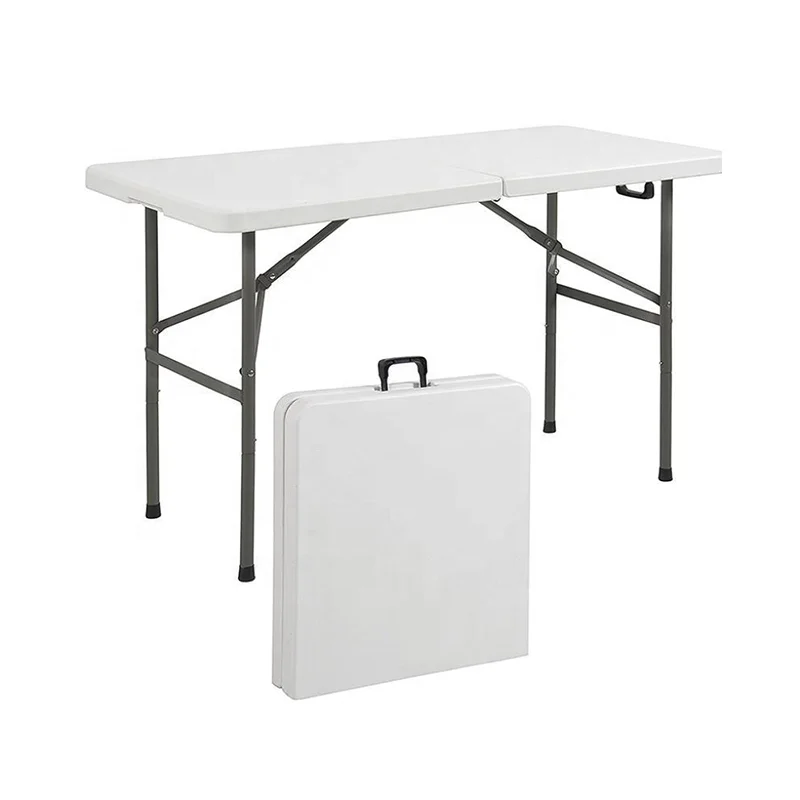 CYEN 2022 New Arrival Camping Square Card Table Granite White HDPE Plastic 4ft Foldable Outdoor Dining Tables