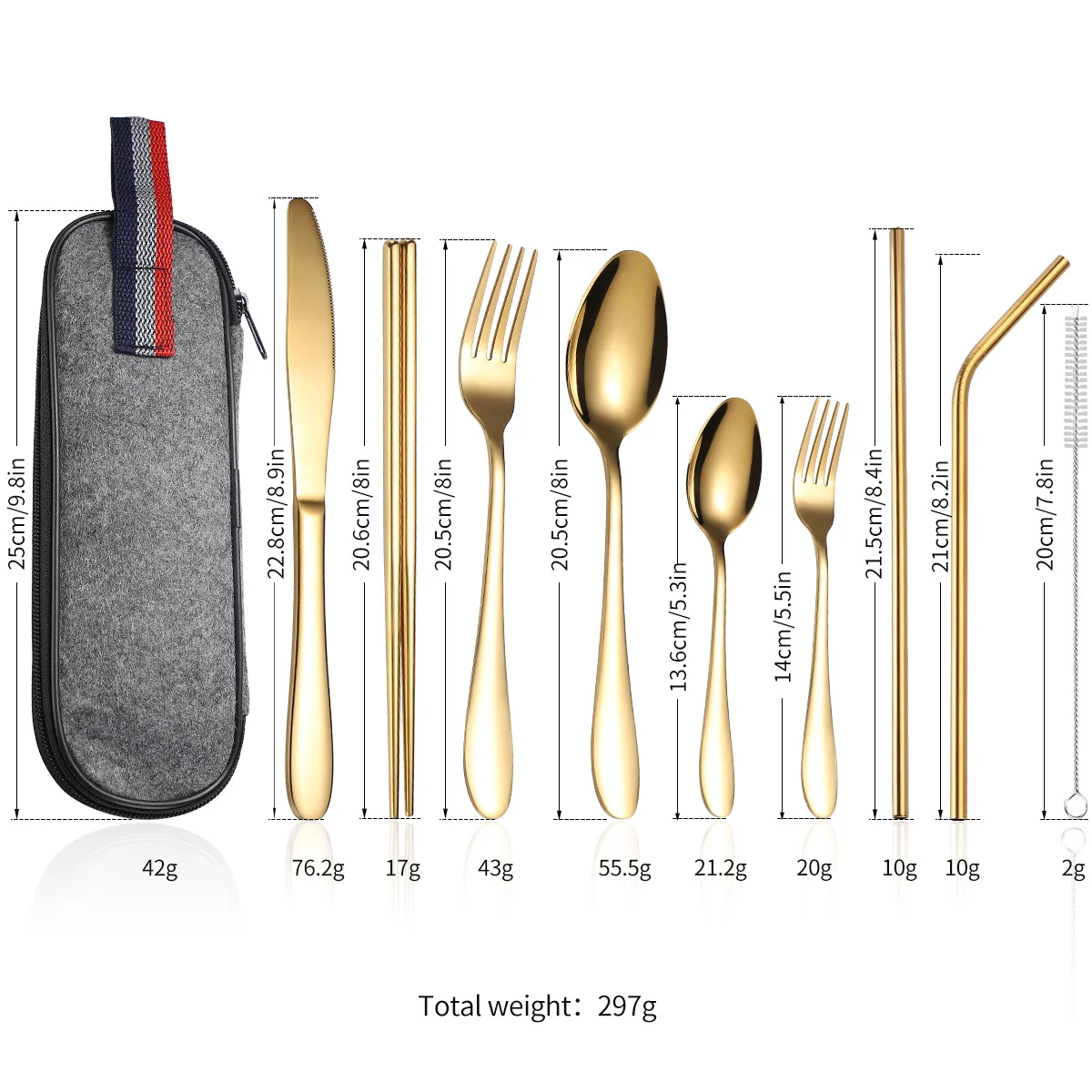 Stainless steel knife fork spoon 9 pcs travel cutlery set camping portable flatware set