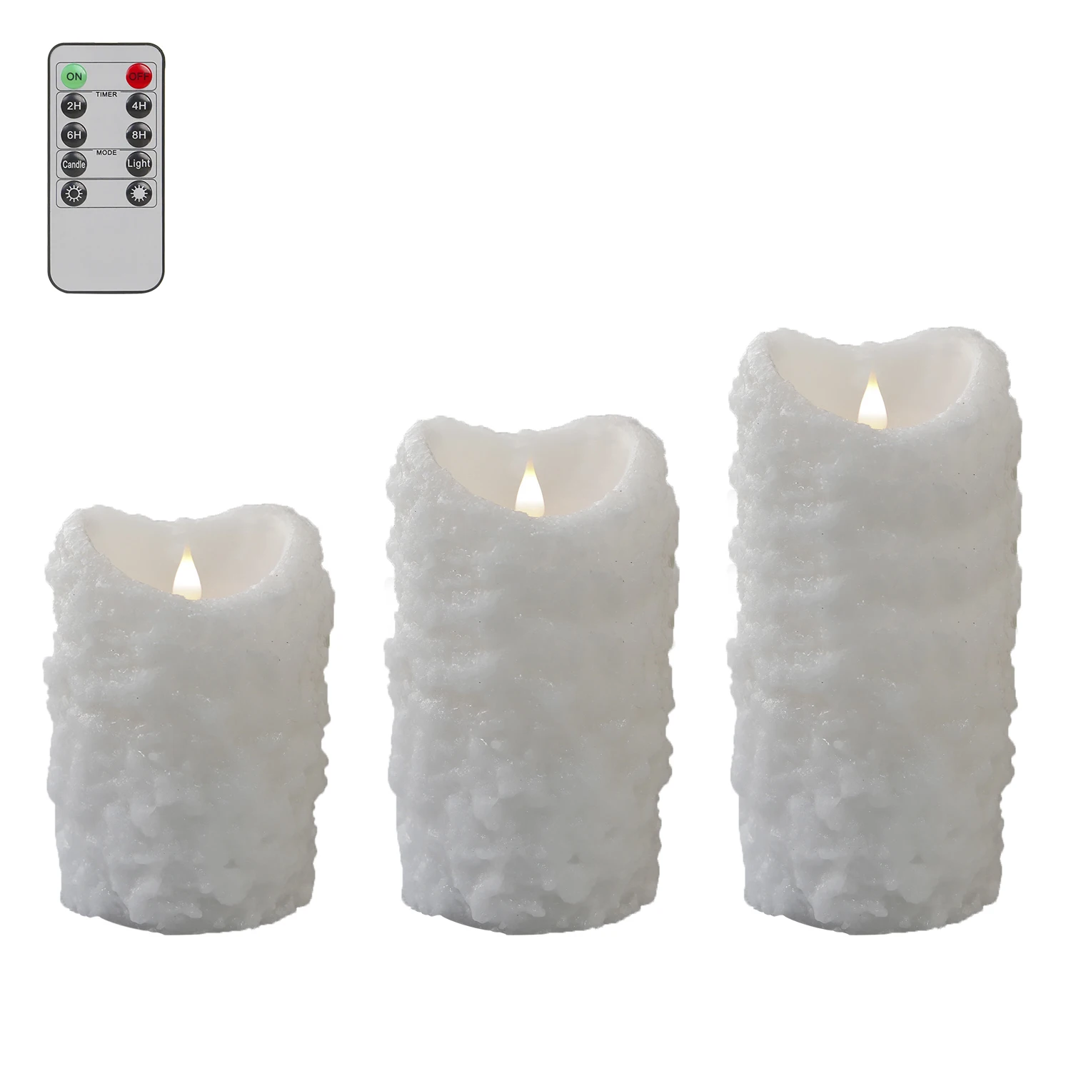 3D flameless LED candle light  set 3 candles real paraffin wax led candles with remote control 2C battery 2/4/6/8 timer function