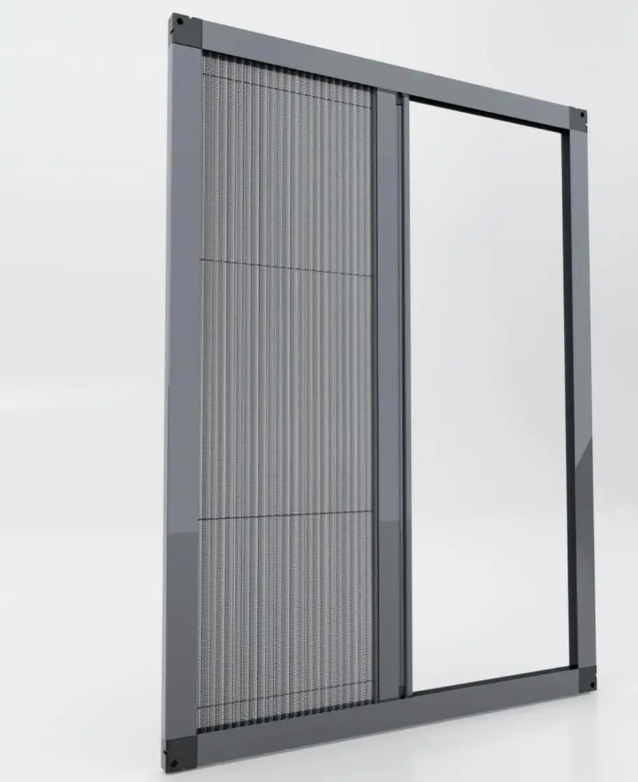 Custom Easy Install Aluminum Profile Folding Slide Security Plisse Screen Door Mosquito Insect Fly Pleated Screen Door Mesh
