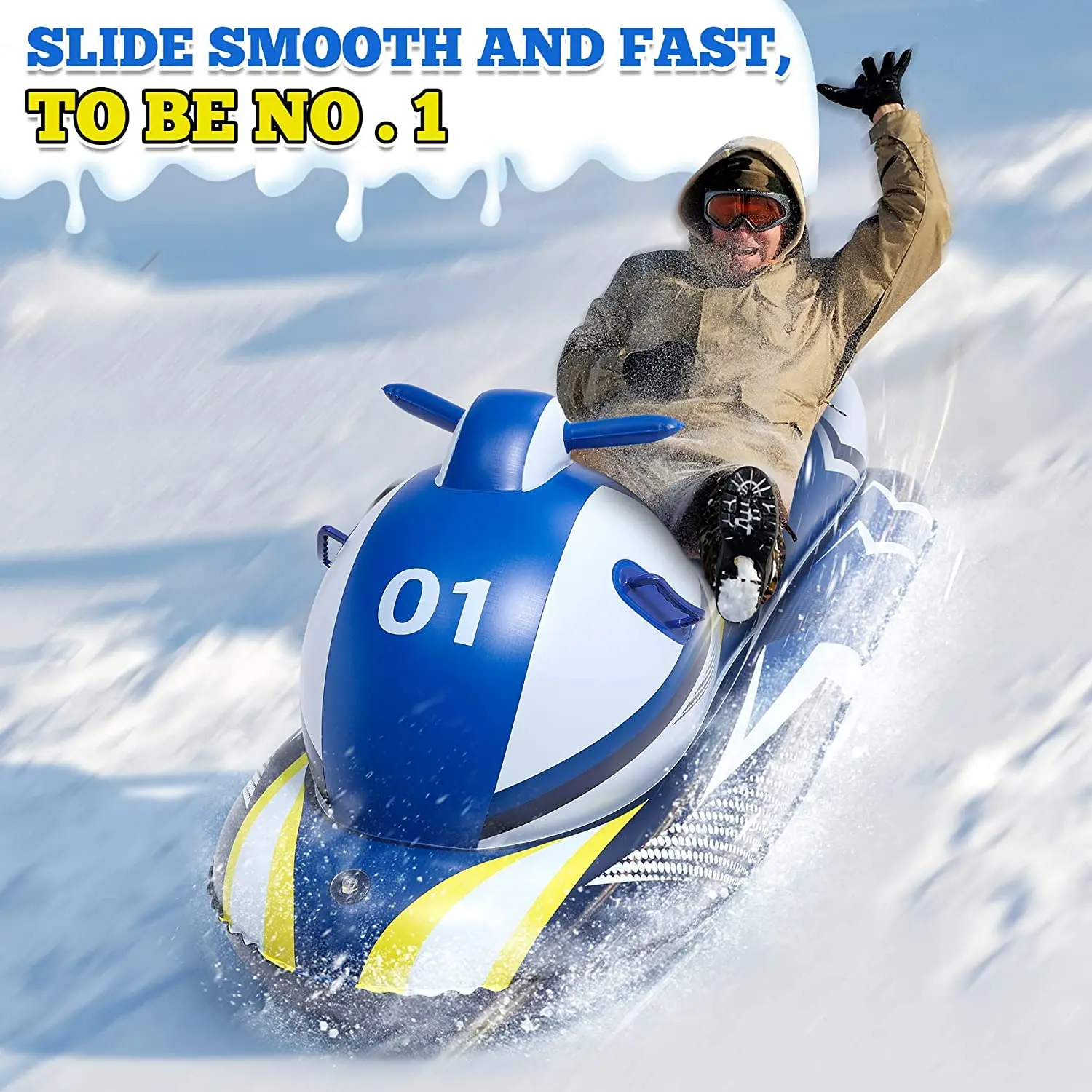Inflatable Snowmobile Sleds for Kids Kids and Adult with Reinforced Handle Snow Tube Snow Toys for Kids Outdoor
