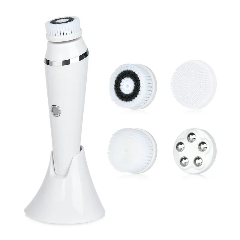 4 in 1 Deep Face Cleaner Waterproof Exfoliating Silicone Sonic Cleaning Brushes Beauty Spin Electric Facial Cleansing Brush