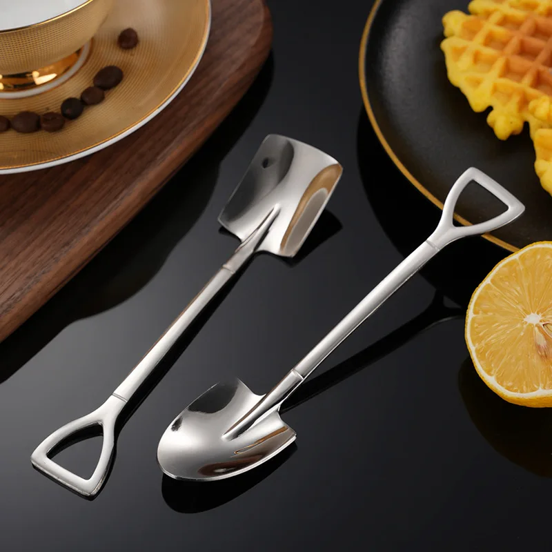 SS304 Stainless Steel 18/10 Teaspoon Shovel Kids Mini Ice Cream Scoop Spoon Honey Coffee Spoon