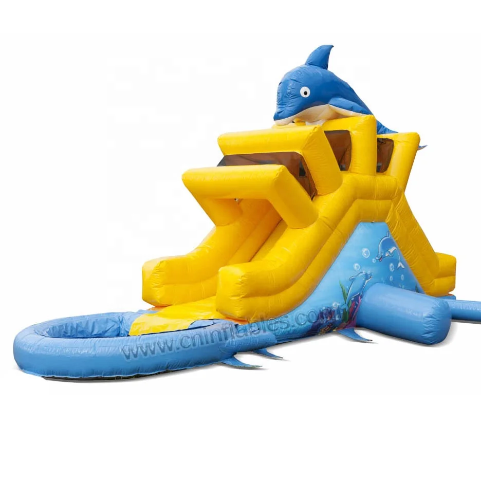 Надувная водная горка с дельфином на заднем дворе, оптом | Бассейн с шариками