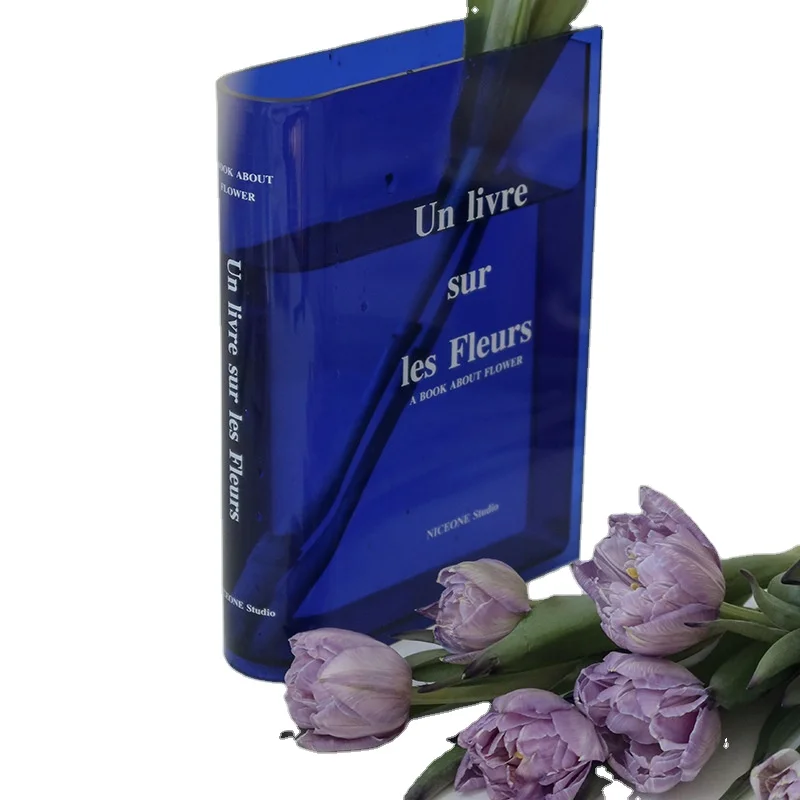 2023 New Hot Sale Nordic Style Acrylic Vase Modern Book Shape Acrylic Vase Wholesale For Home Decoration