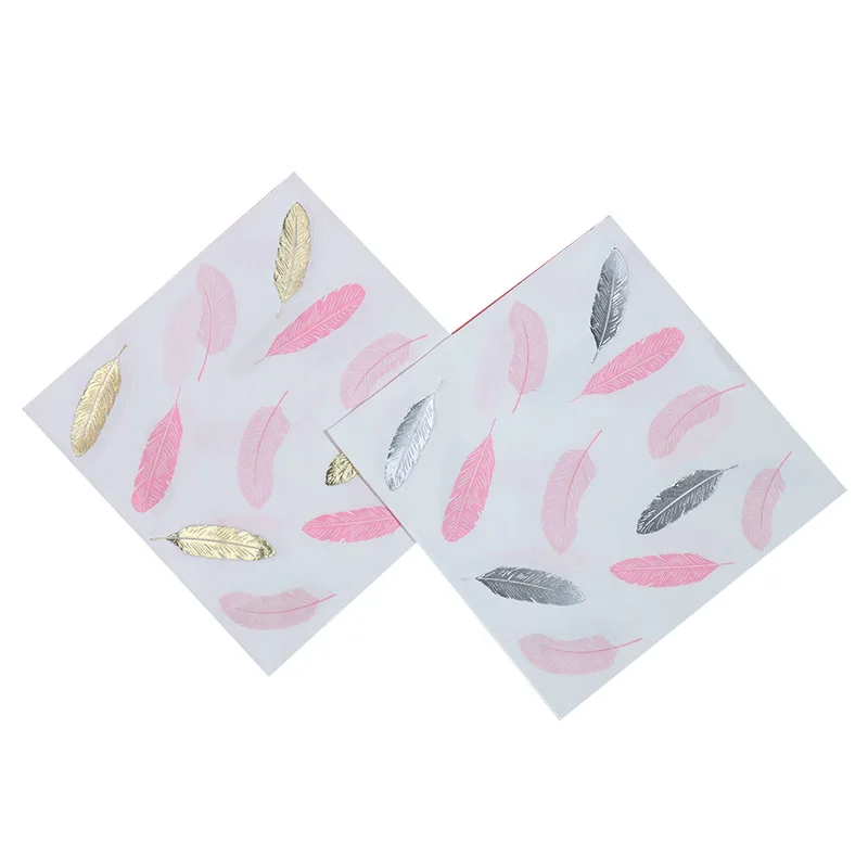Wholesale Leaf Pattern Printed Decoration Rose Gold Foil Paper Napkins