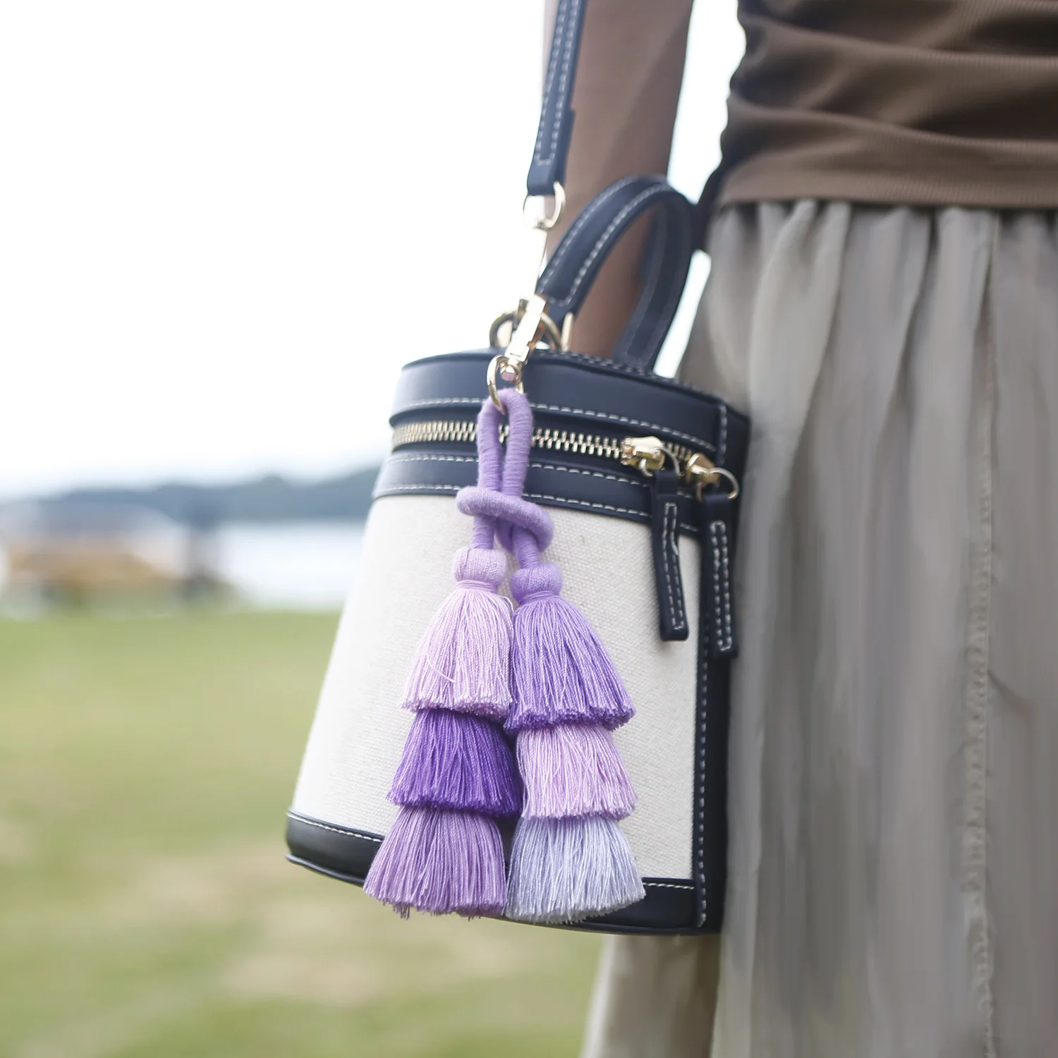 Bohemian Multicolor Handmade Layered Tassel Keychain Simple Key Ring Fit Women Girls Handbag Accessories Jewelry Gift