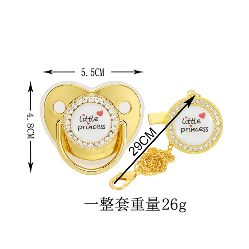 Hot selling love little princess baby dot diamond pacifier baby diamond pacifier play mouth with dust cover