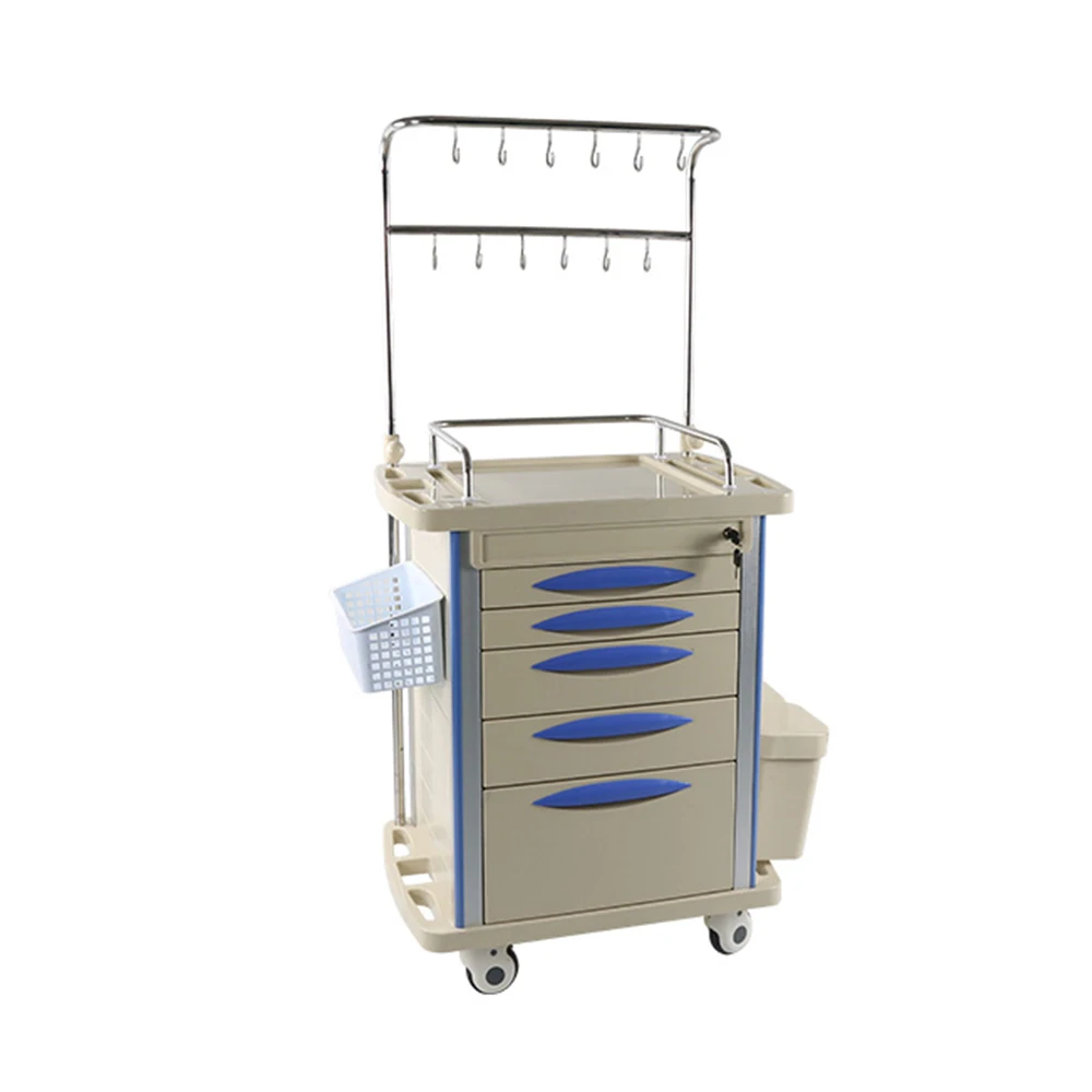 
Luxury Hospital Abs Medical Clinical Plastic Medical Injection Carts With Drawer 
