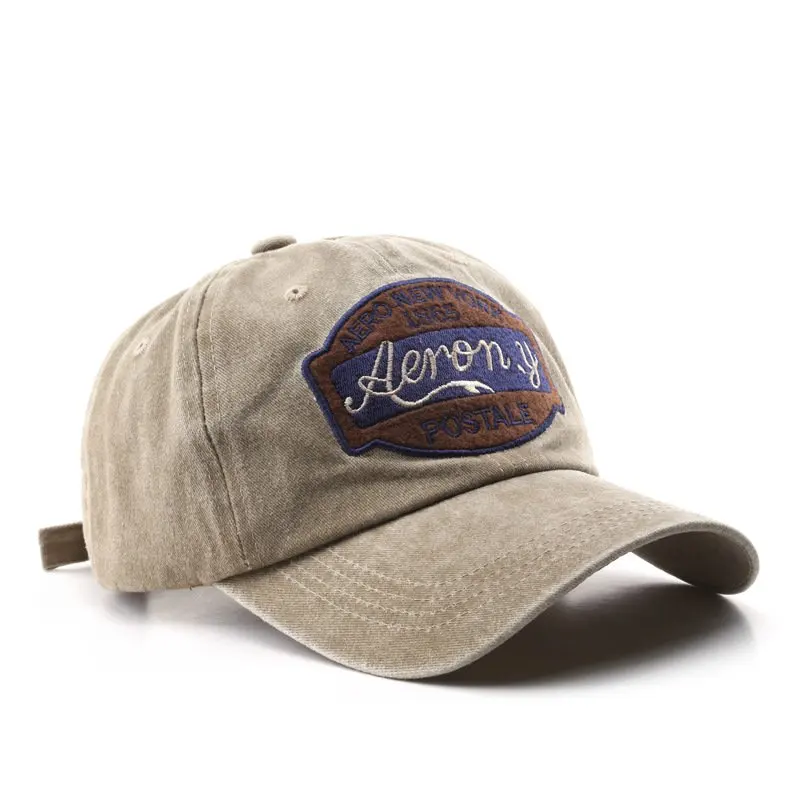 Cotton Fabric Solid Color Four Season Embroidery Letter Retro Style Sunshade Sports Cap Brimless Unisex Baseball Cap