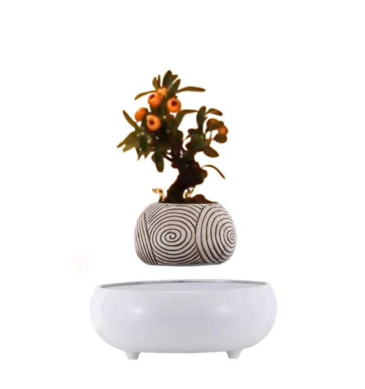 Indoor Decoration Artificial Plants Plastic Tree with Pot Faux Simulation Plantas Magnetic Levitation Floating Bonsai