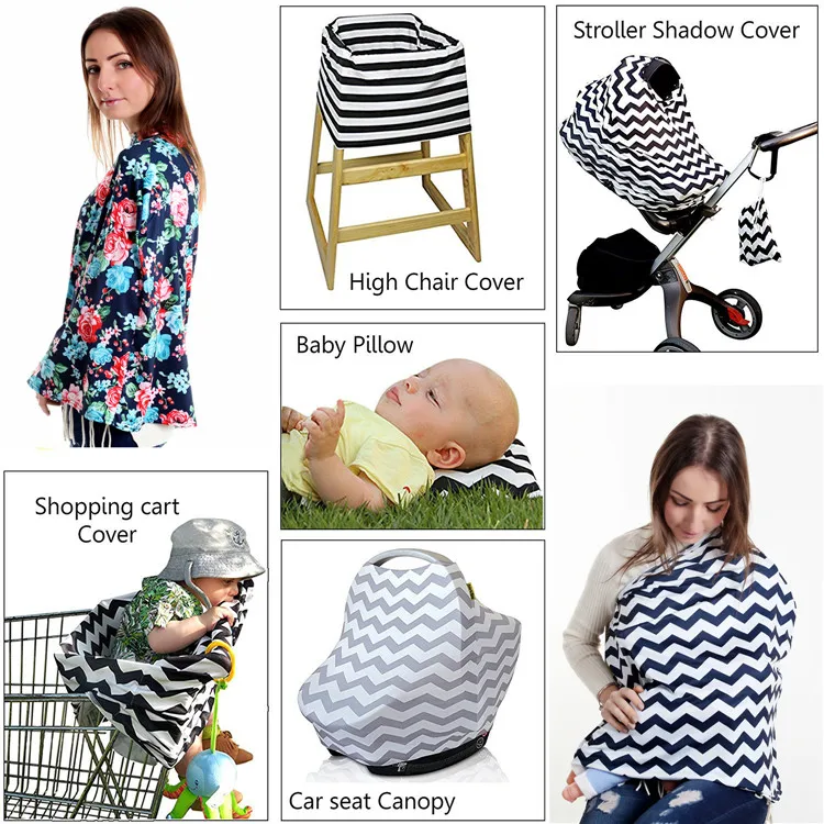 Nursing Breastfeeding Cover Scarf Baby Car Seat Canopy Shopping Cart Stroller Covers