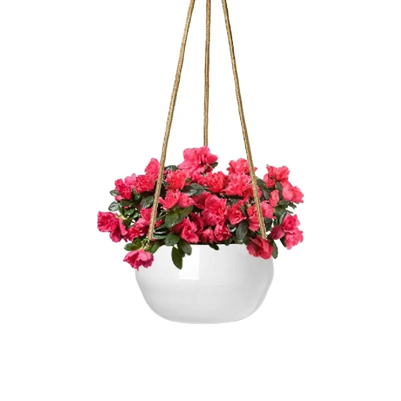 Ceramic Hanging Planter Indoor Outdoor Modern Porcelain Wall Hanging Plant Holder White Garden Flower Pot