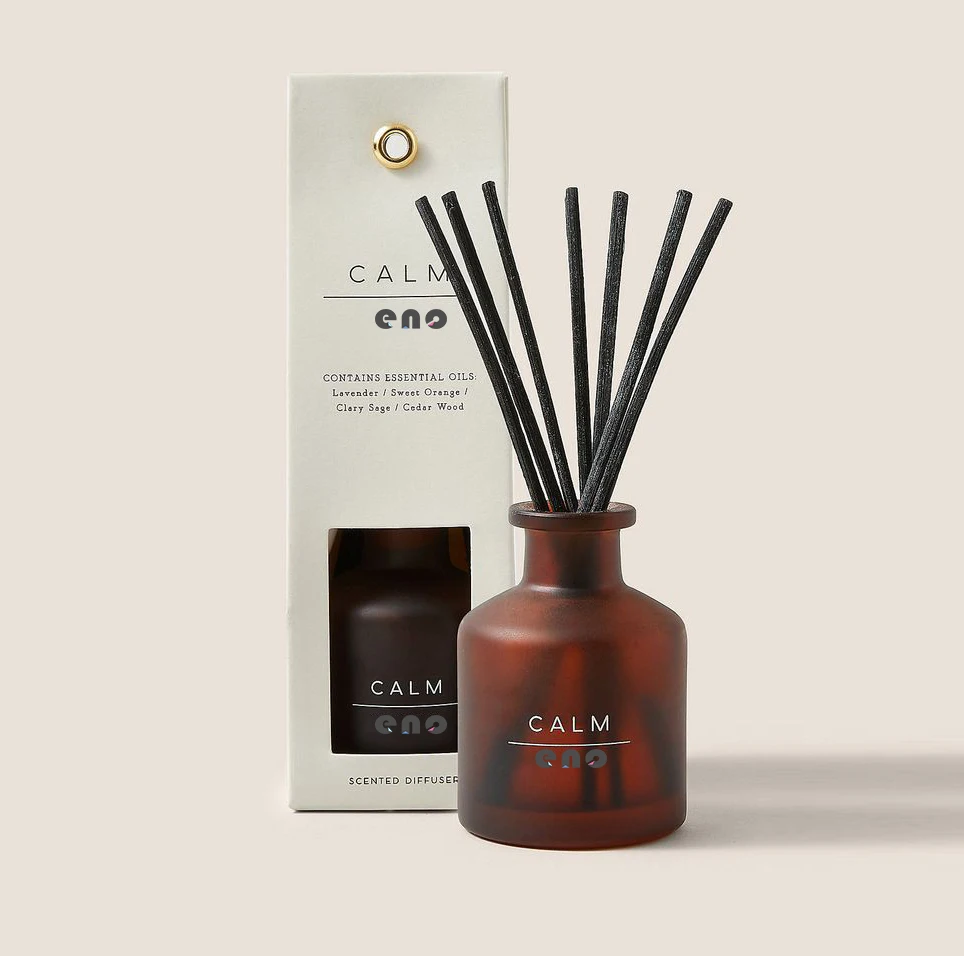 ENO Wholesale Aroma Frosted brown glass jar Diffuser Gift Box With Nature Essential Oil Reed Diffuser Home Fragrance