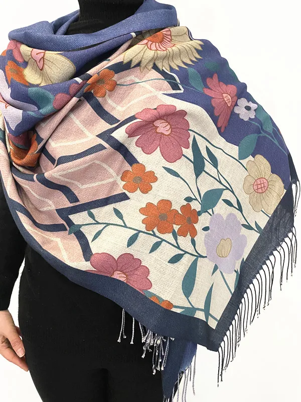 Напечатанный 200 г шарф из пашмины теплый и мягкий 70 см шаль для взрослых зимний подарок полиэстера