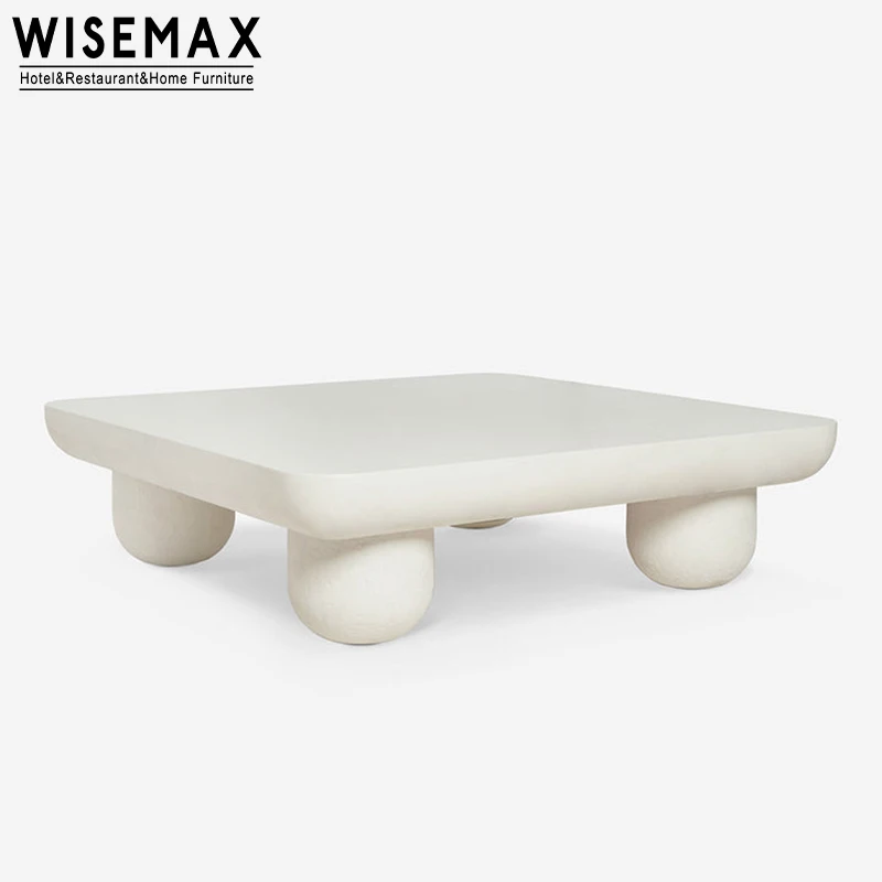 WISEMAX FURNITURE luxury square coffee table wooden white colour coffee center table set for living room hotel