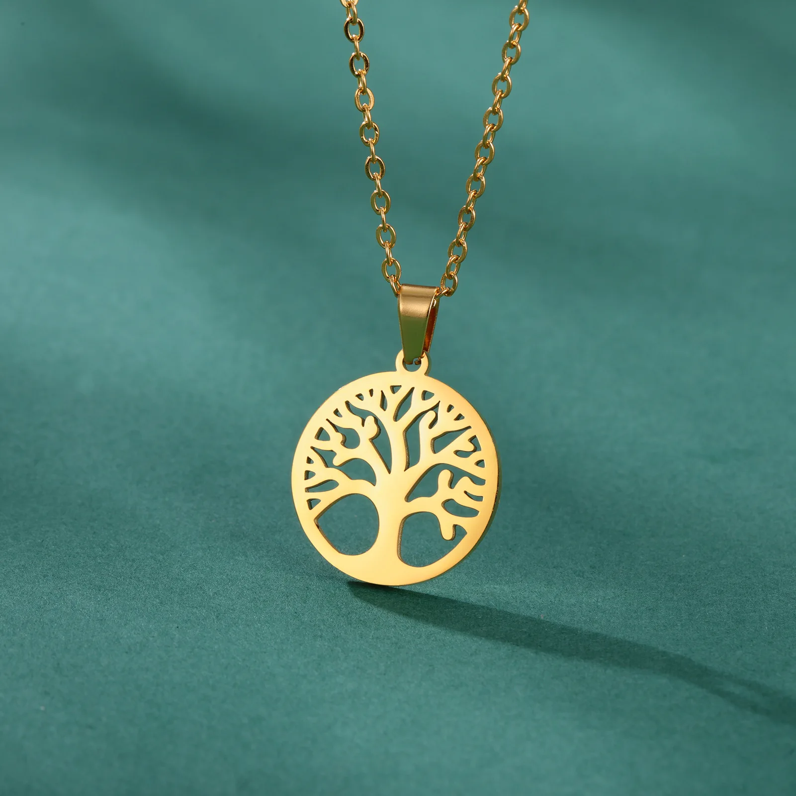 PVD 18K Gold Plated Stainless Steel Choker Necklace with Lucky Tree Pendant for Women | Tree of Life Pendant
