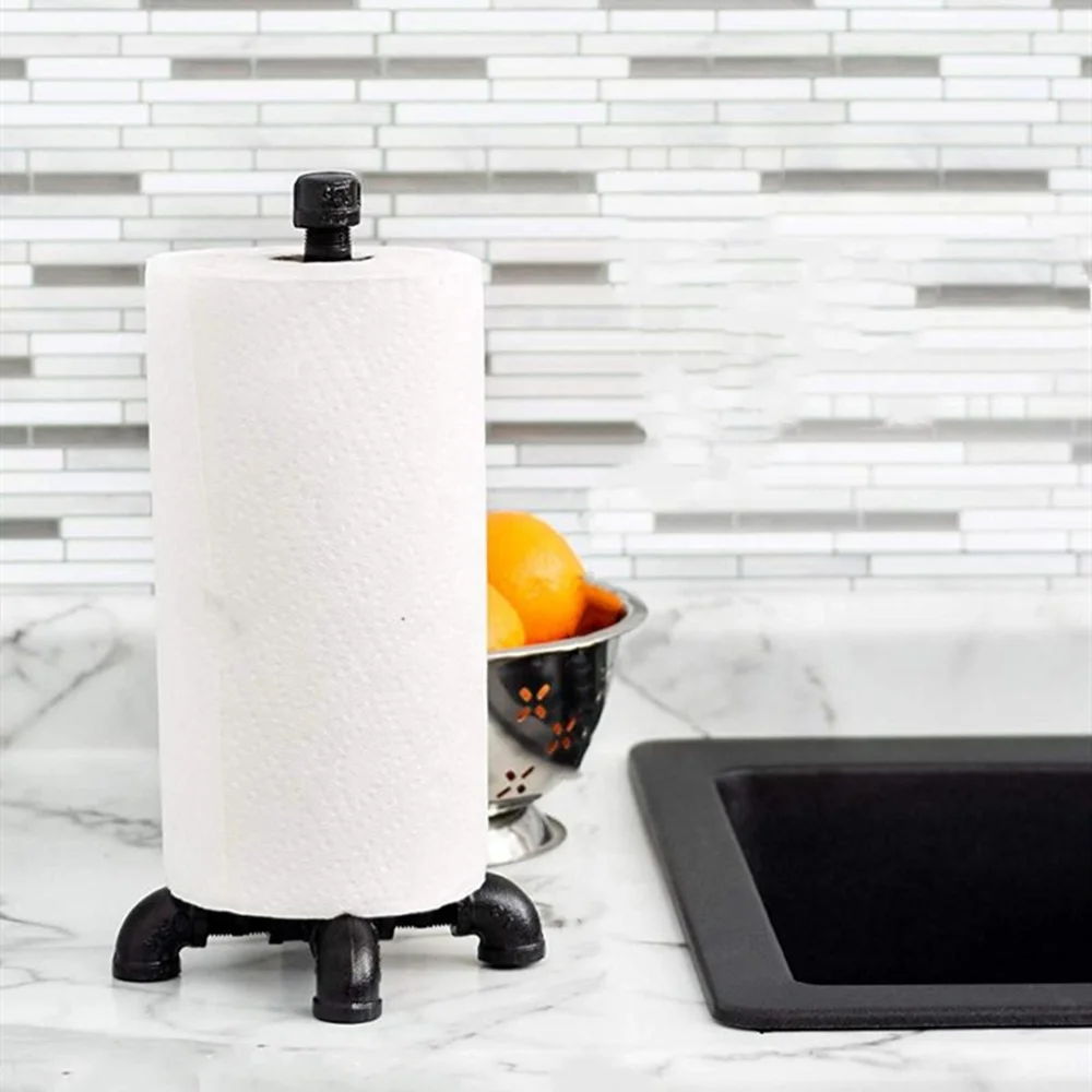 Black Electroplated Industrial Pipe Paper Holder Paper Holder Tissue Stand Funny Toilet Paper Kitchen Towel Holder