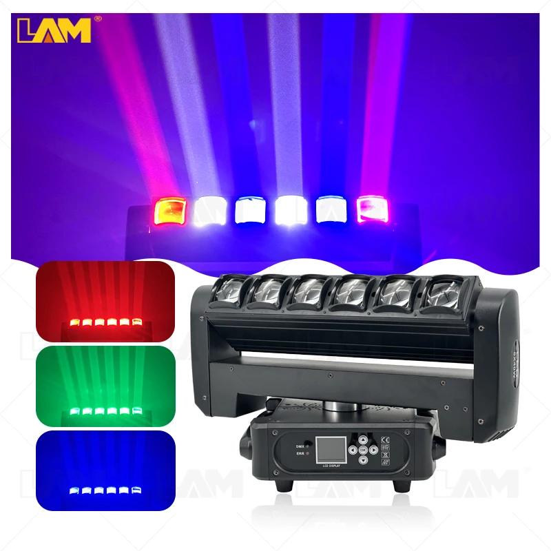 Stage Effect DMX 512 Control 6*40W RGBW 4in1 Moving Head Strobe Beam Light  For DJ Disco